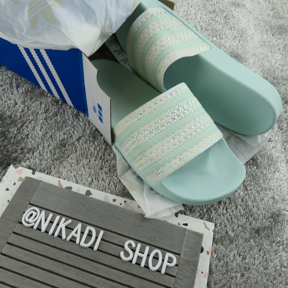 Adidas Sparkle Adilette Slides - Picture 2 of 6
